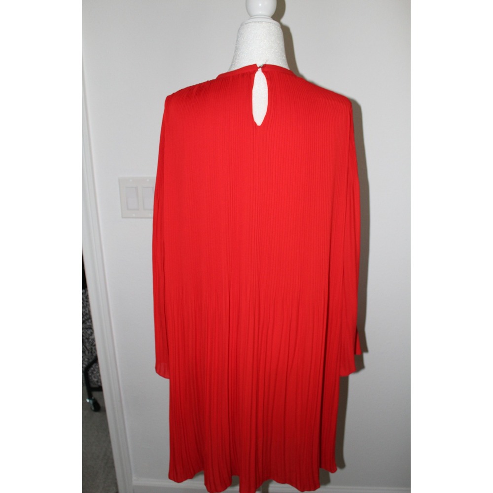 ZARA BASIC COLLECTION Red Pleated Long Sleeve Shi… - image 4